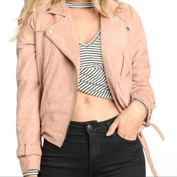 Le Lis Moto Jacket Womens Full Zip Suede Outerwear Size Small - Picture 3 of 11